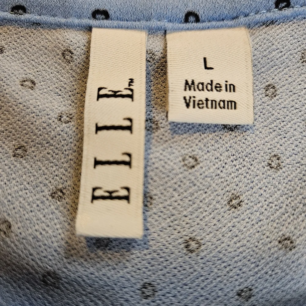 Elle Light Blue With Polka Dots Women's Top - Size Large - Picture 3 of 5